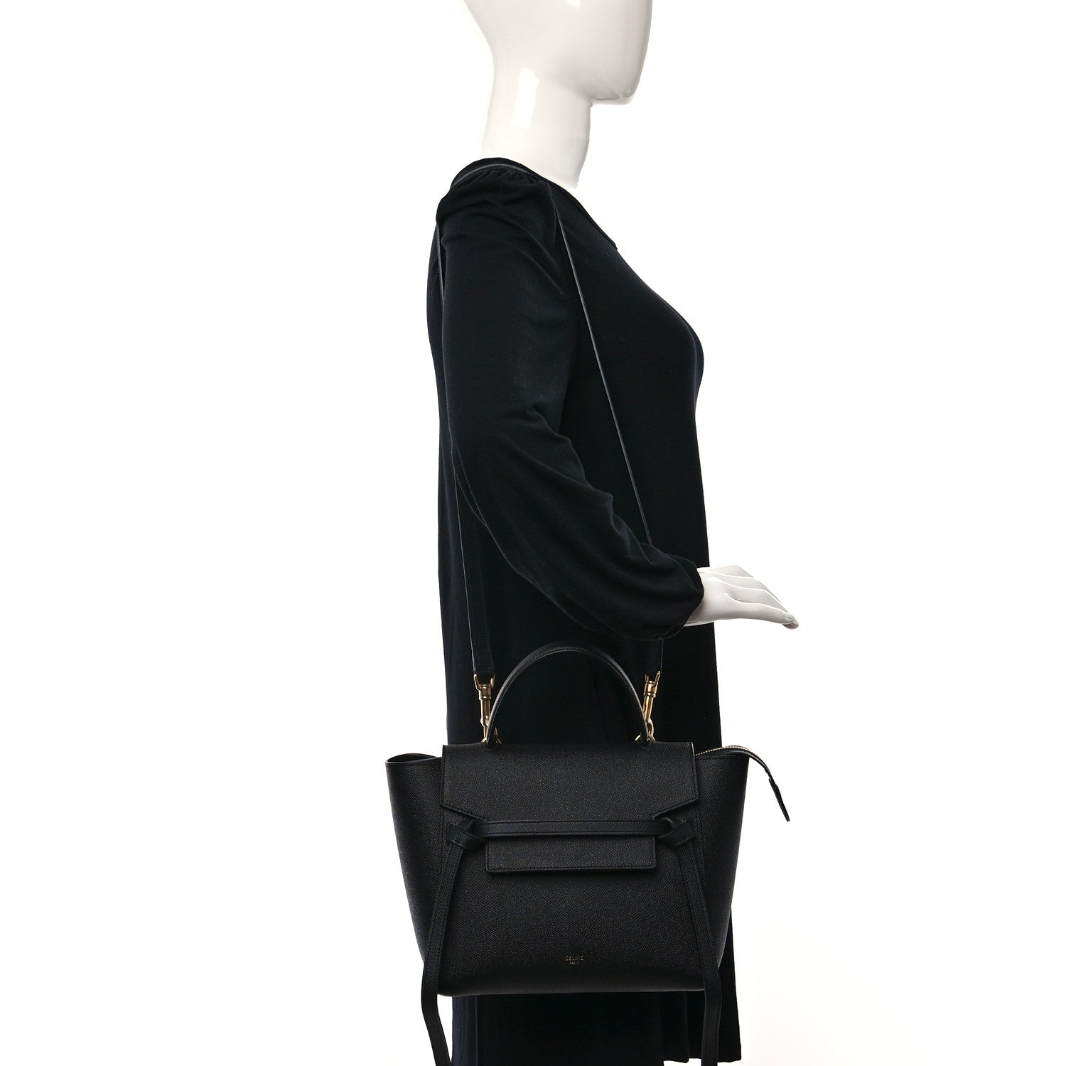 Celine Grained Calfskin Micro Belt Bag Black 2 of 9
