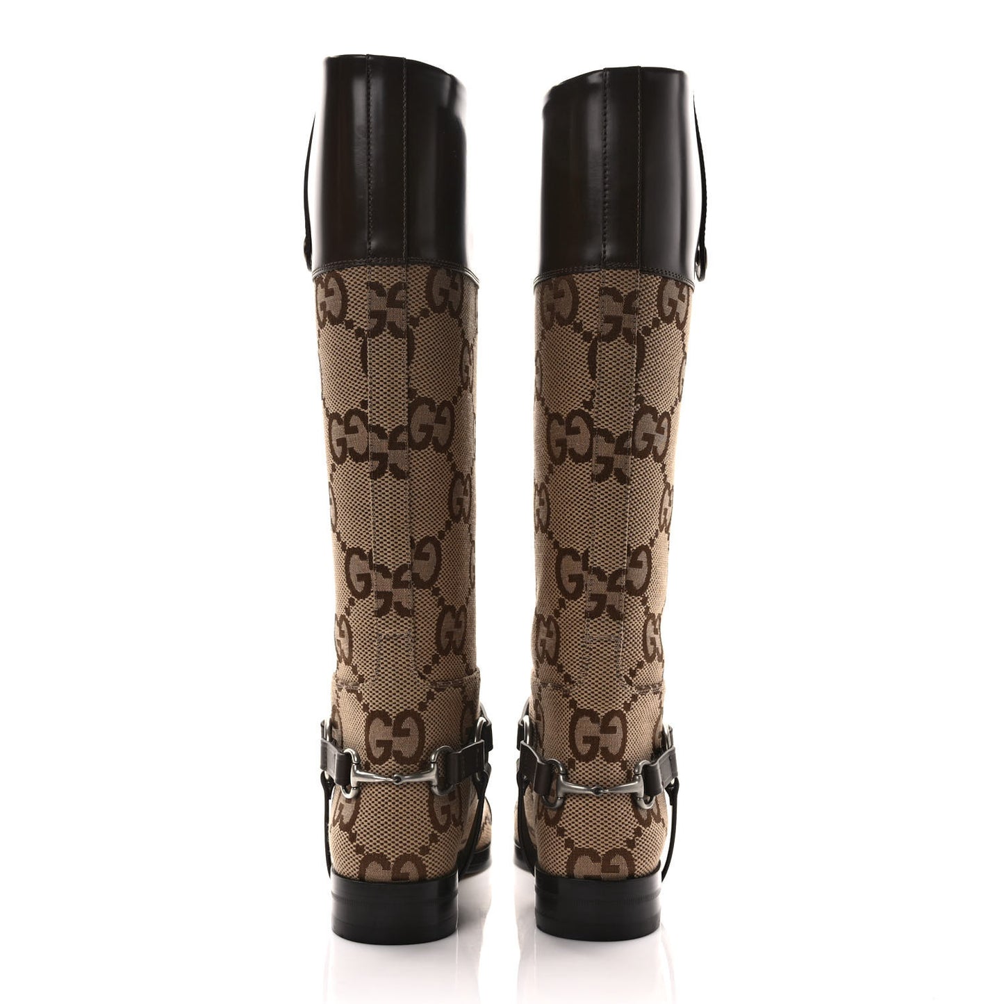 Monogram Jumbo GG Cordovan Lux Zelda Harness Riding Boots 36.5 Camel Ebony New Acero