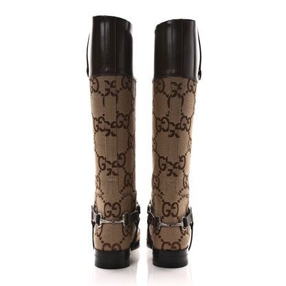 Gucci Monogram Jumbo GG Cordovan Lux Zelda Harness Riding Boots 36.5 Camel Ebony New Acero 5 of 8