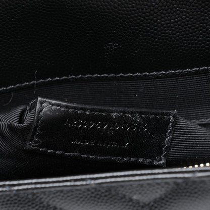 Saint Laurent Grain De Poudre Matelasse Chevron Large Monogram Satchel Black 8 of 10