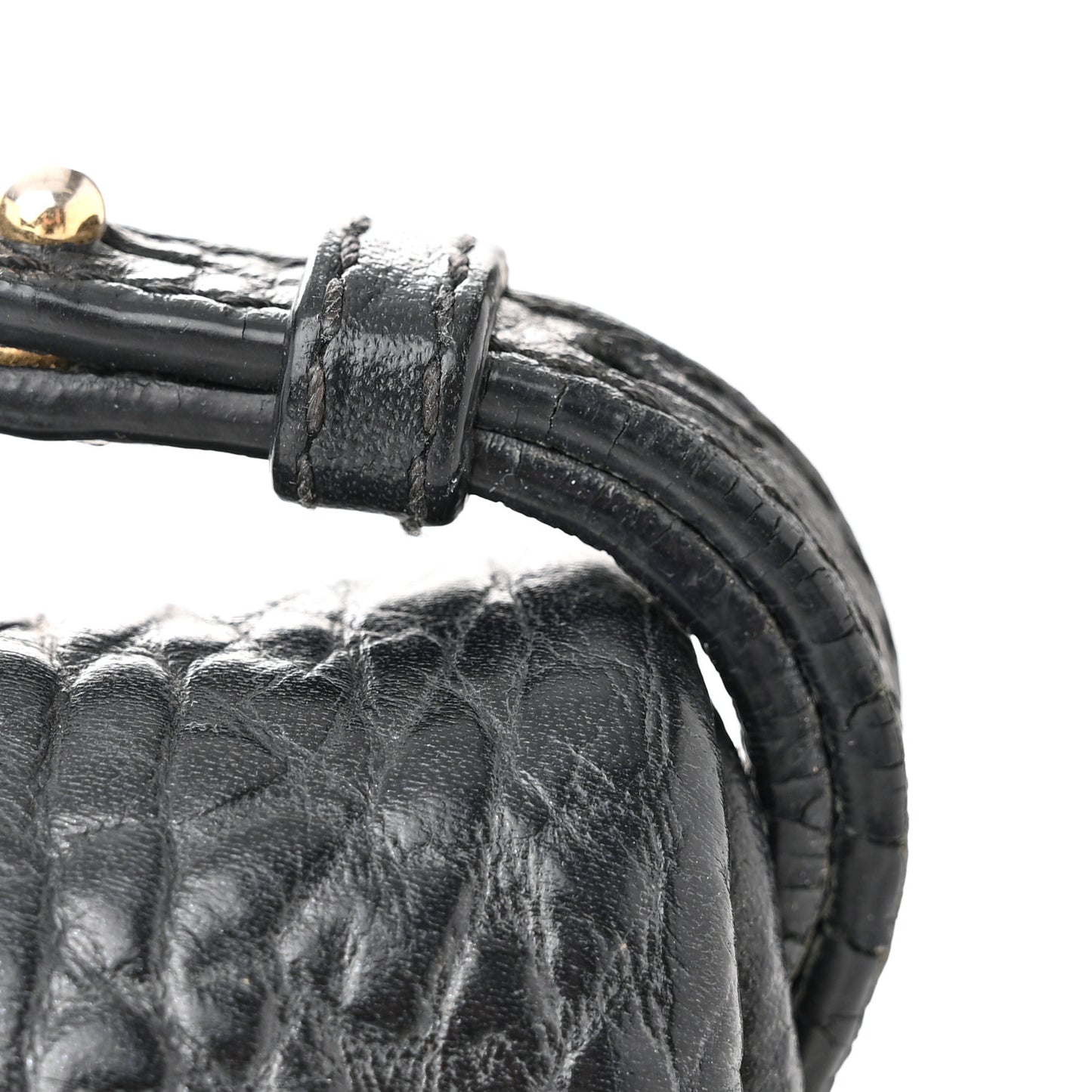 Signature Grain Calfskin Check Embossed Medium Balmoral Clutch Bag Black