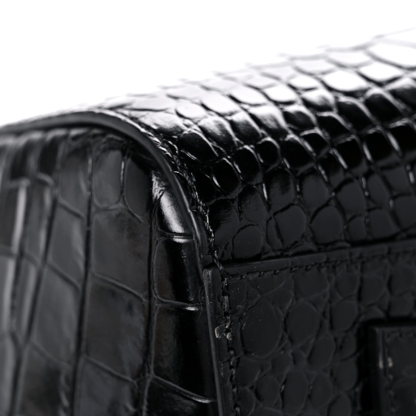 Calfskin Crocodile Embossed Small Antigona Black