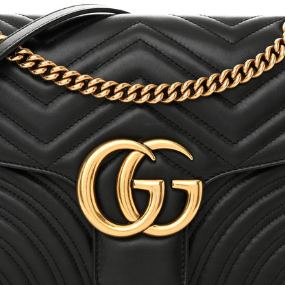 Gucci Calfskin Matelasse Medium GG Marmont Shoulder Bag Black 9 of 16