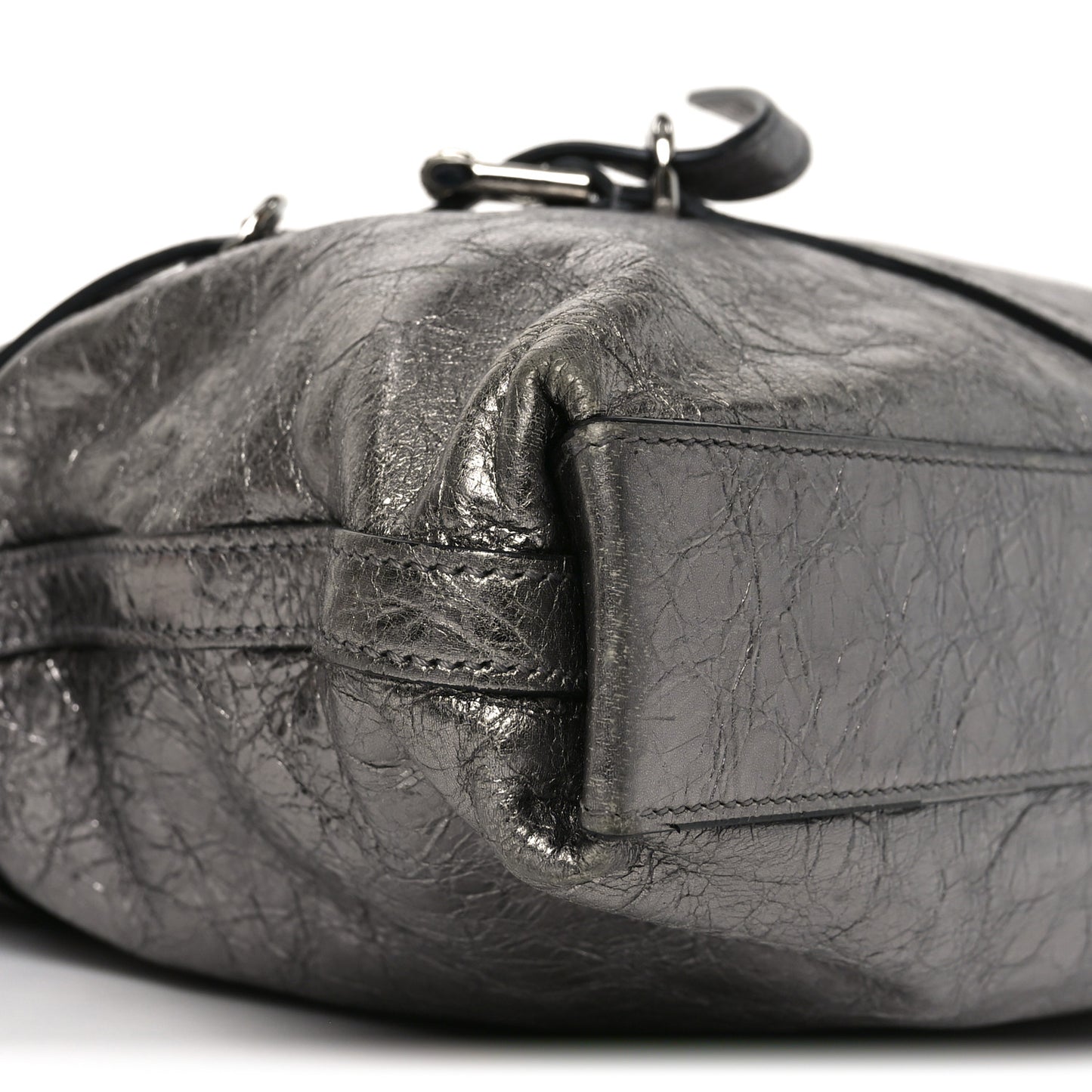 Metallic Calfskin Medium Voyou Bag Silver