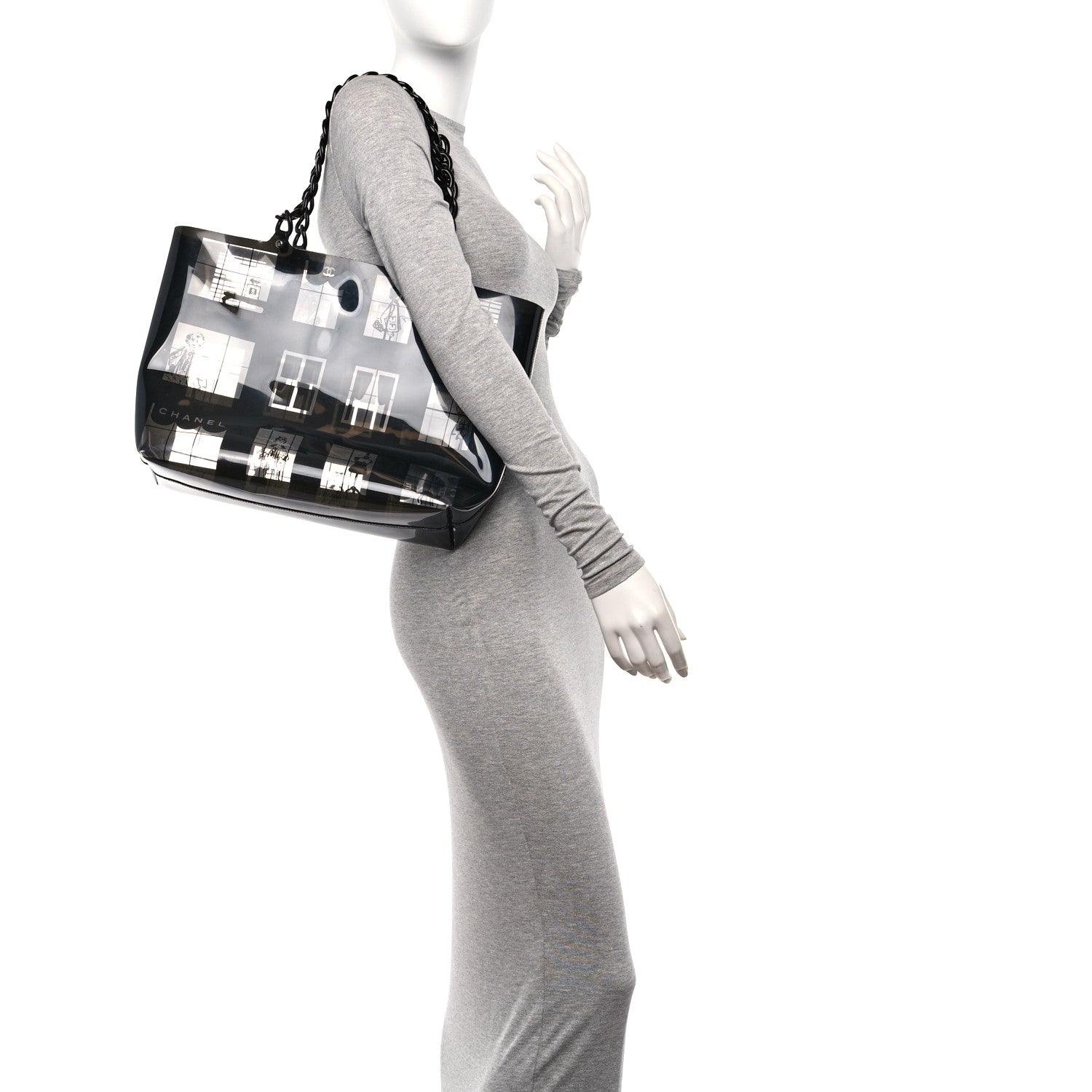 Chanel Vinyl Coco Window Tote Black 2 of 10