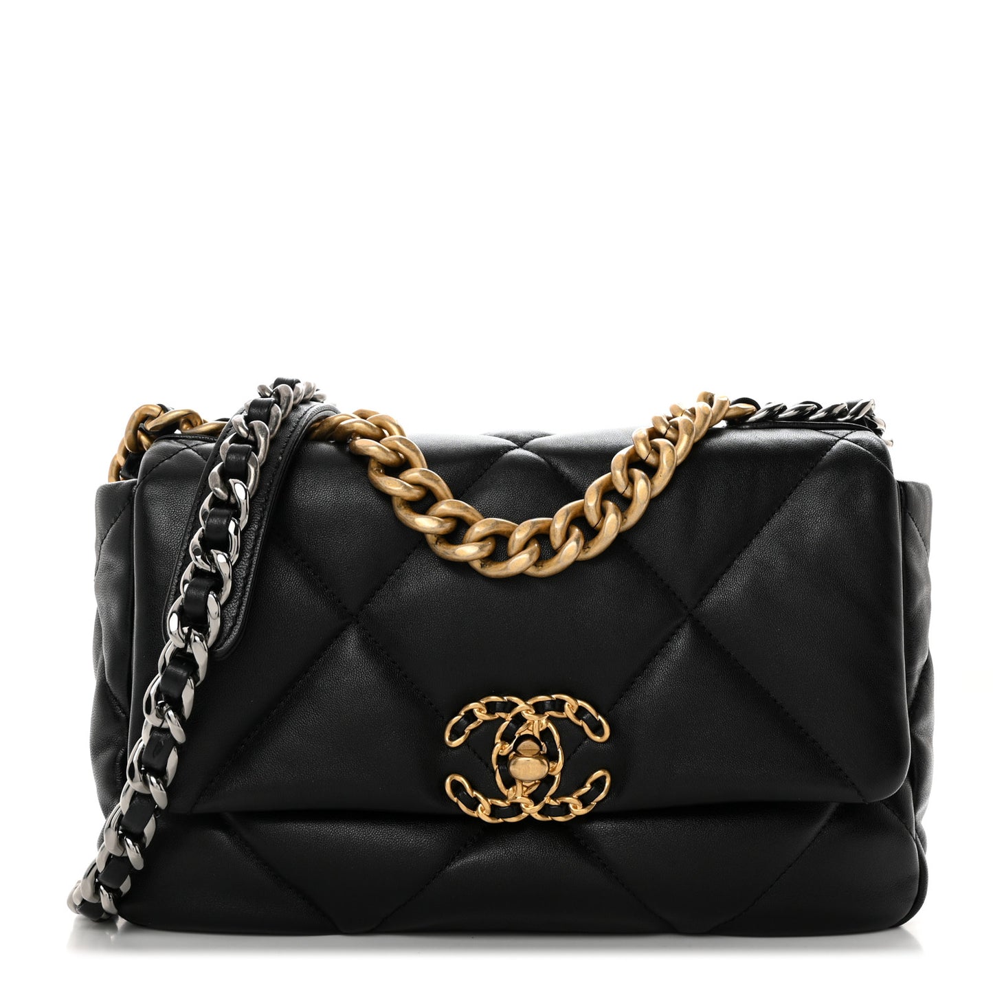 Goatskin Quilted Medium Chanel 19 Flap Black