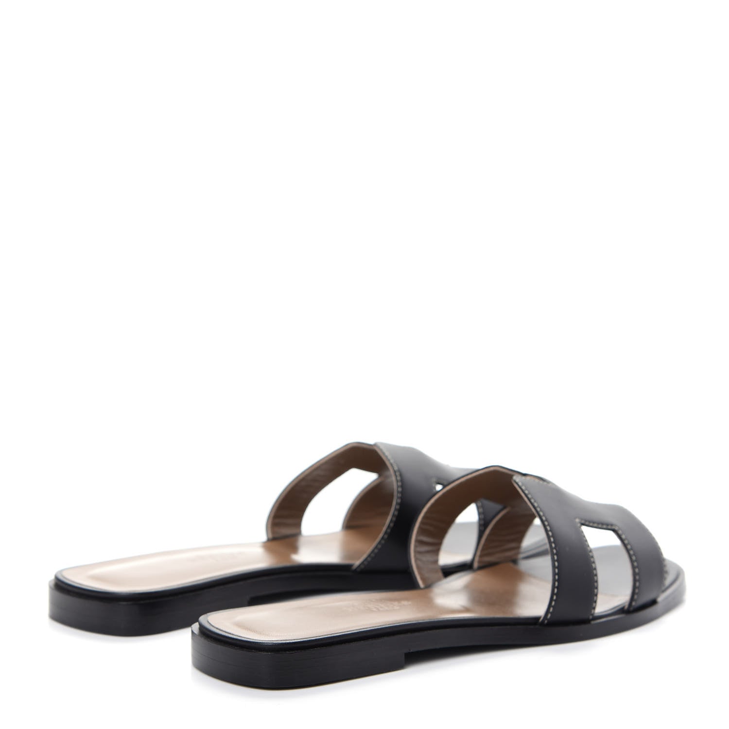 Hermes Box Calfskin Oran Sandals 36.5 Black 4 of 10