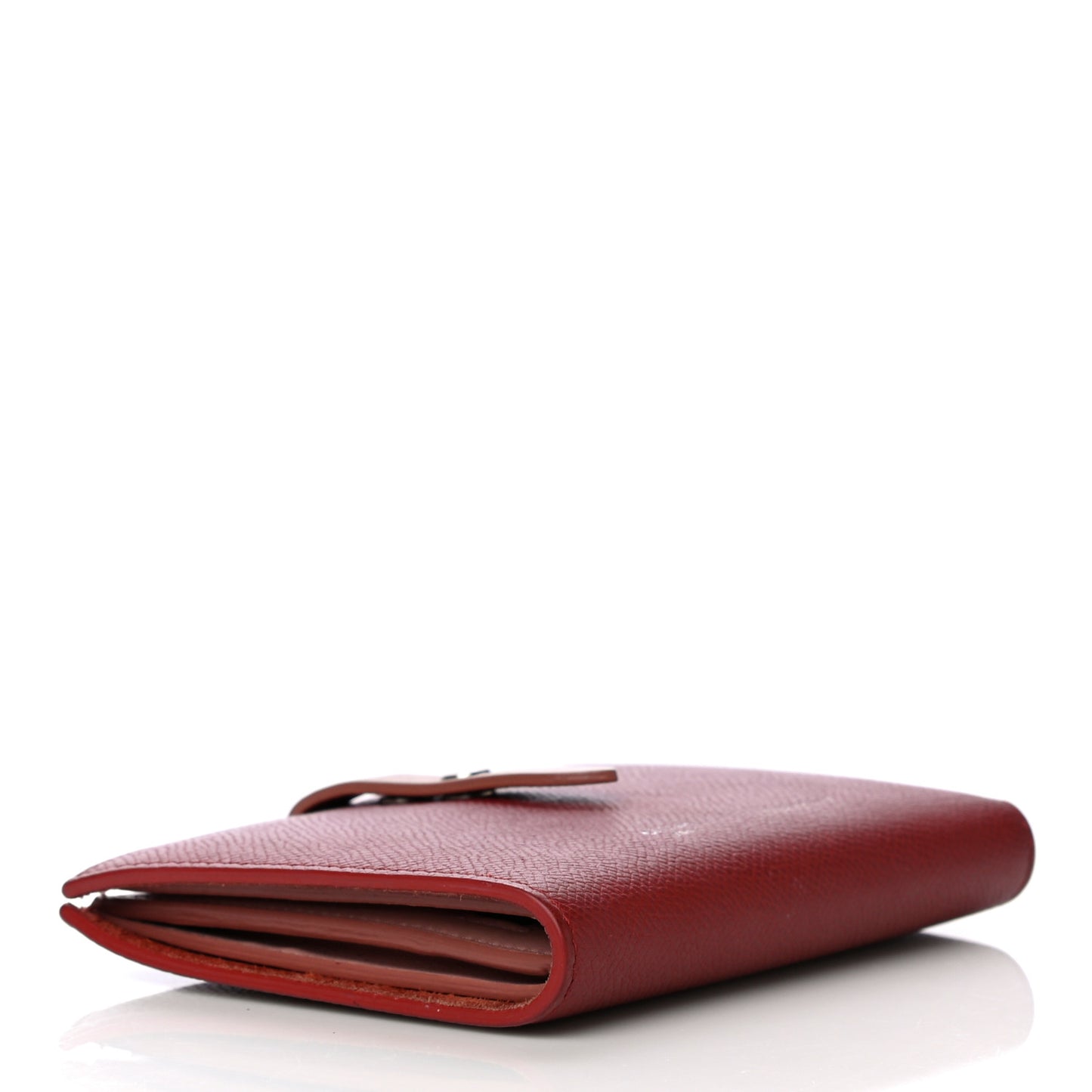 Grained Calfskin Medium Multifunction Strap Wallet Scarlet