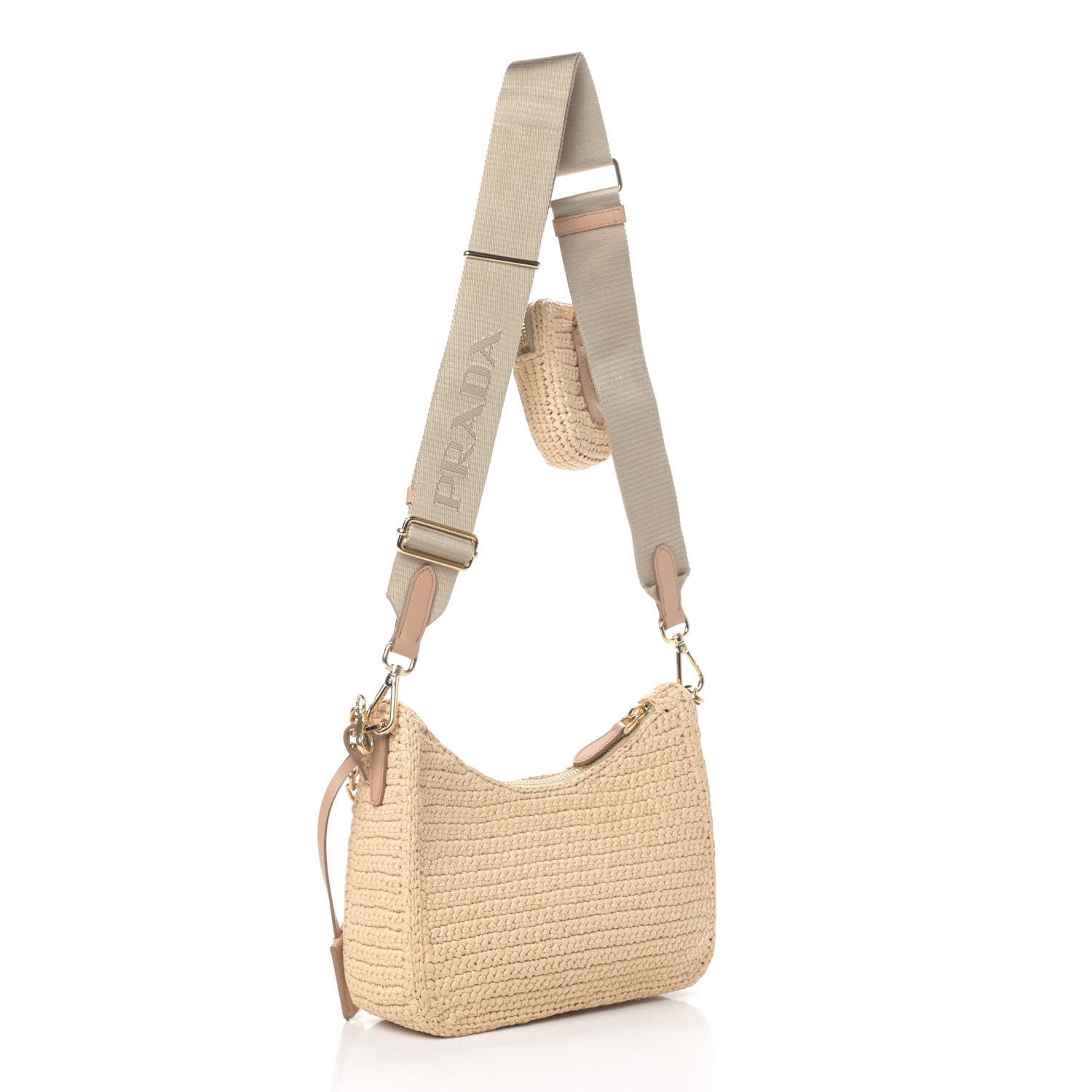 Prada Yarn Raffia Effect Crochet Re-Edition 2005 Shoulder Bag Naturale 2 of 4