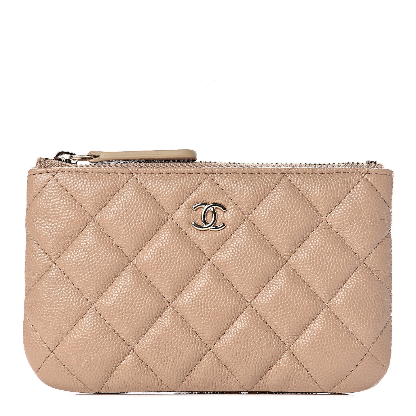 Caviar Quilted Small Cosmetic Case Beige