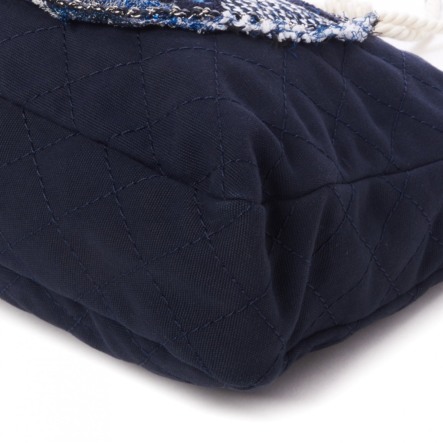 Canvas Quilted La Pausa Large Shopping Tote Navy