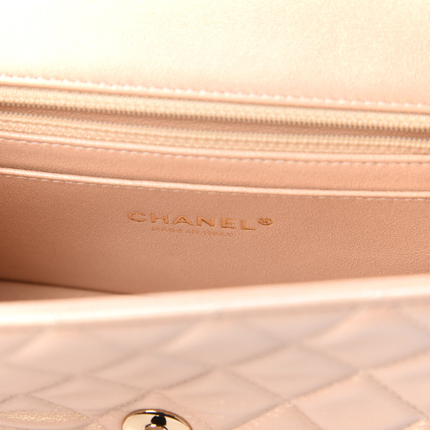 Chanel Iridescent Calfskin Quilted Mini Rectangular Flap Beige 8 of 10