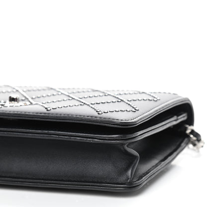 Chanel Lambskin Crystal Quilted Wallet On Chain WOC Black 6 of 11