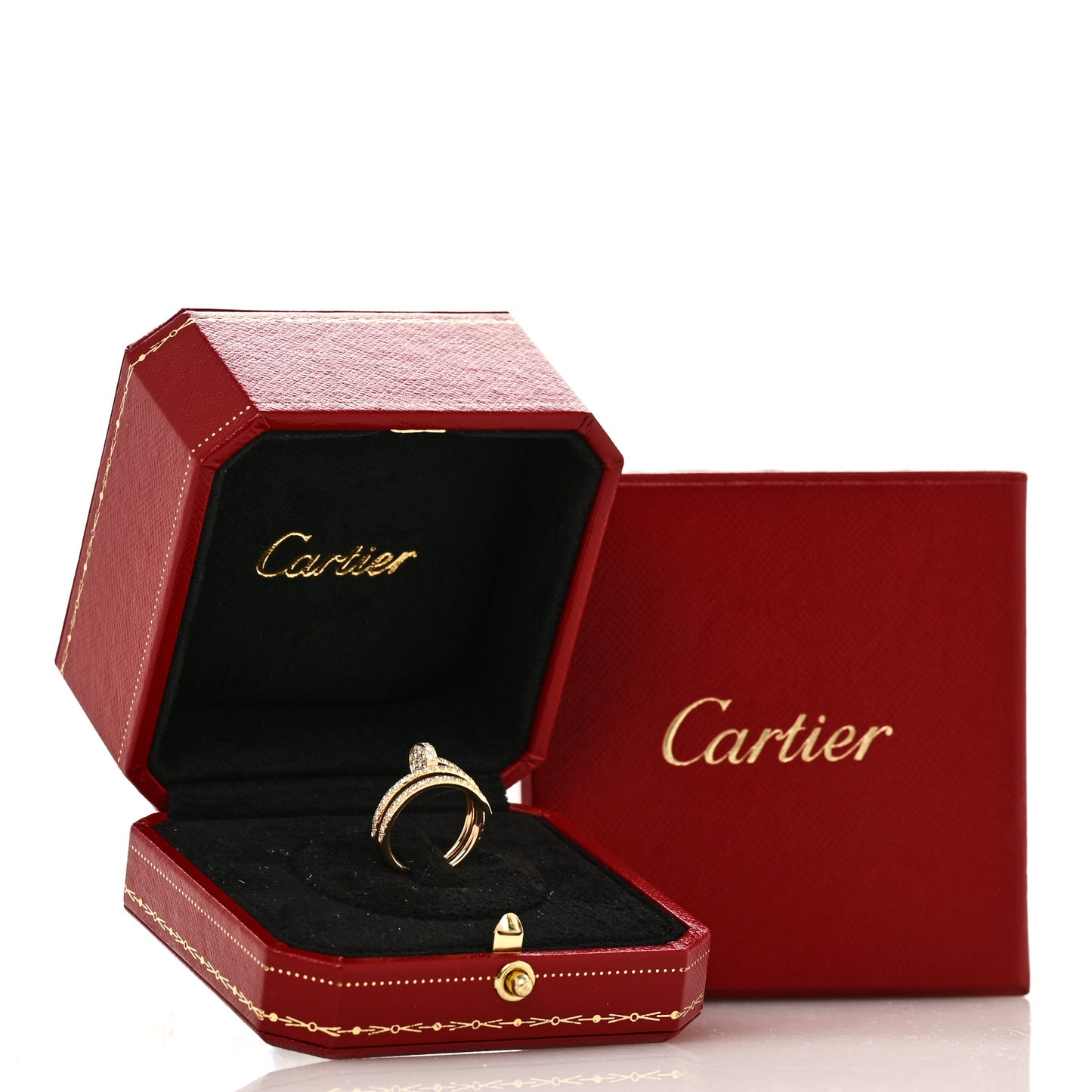 18K Yellow Gold Diamond Double Juste Un Clou Paved Ring 48 4.5
