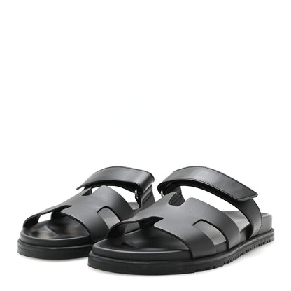 Hermes Calfskin Womens Chypre Sandals 40.5 Black 4 of 9