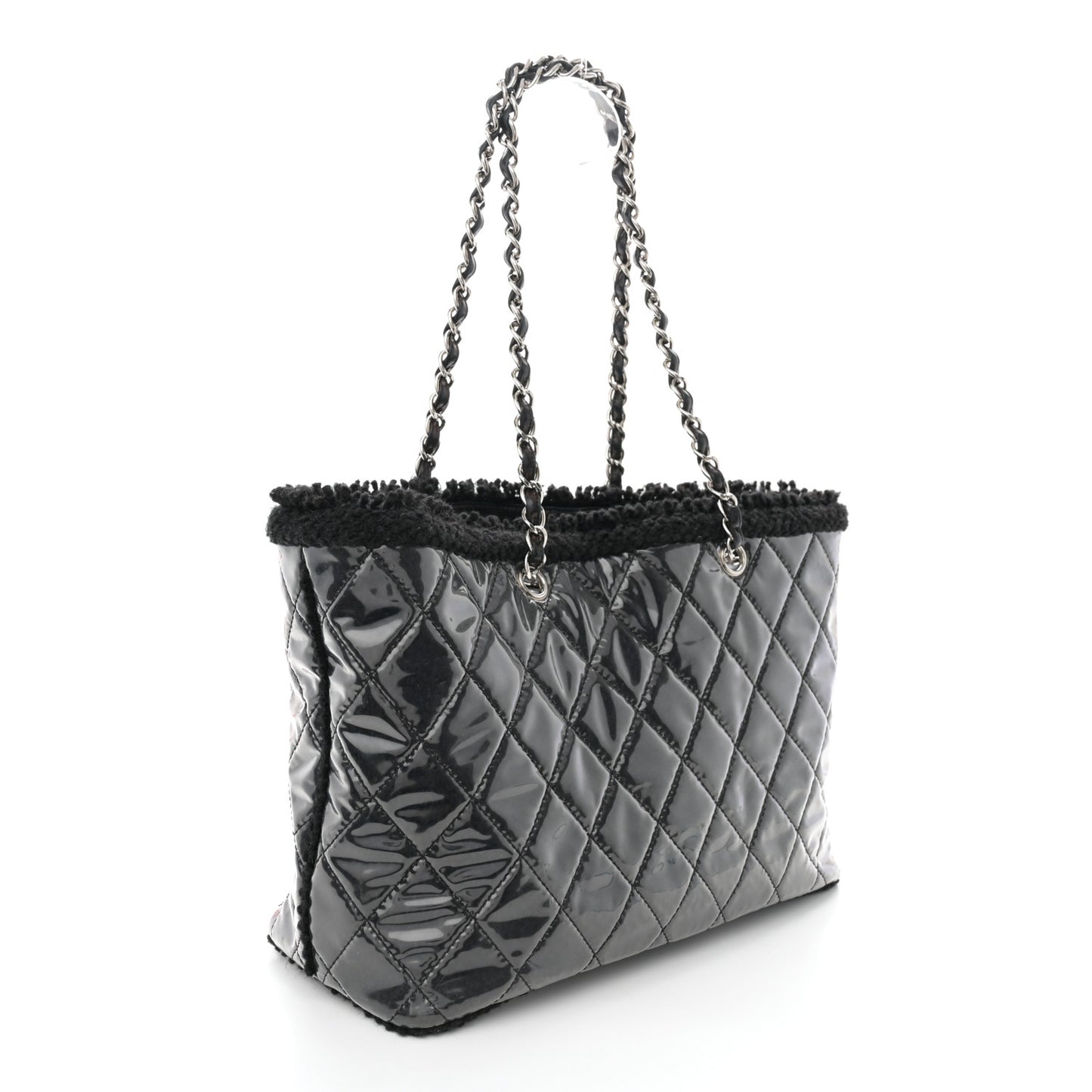 Vinyl Quilted Funny Tweed Tote Black