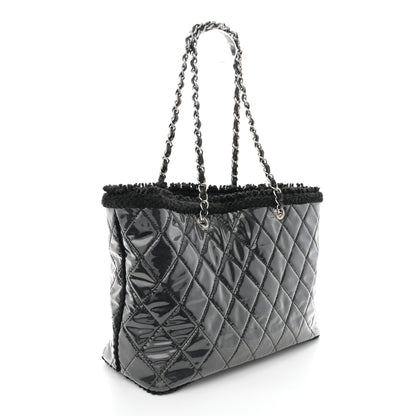 Chanel Vinyl Quilted Funny Tweed Tote Black 3 of 12