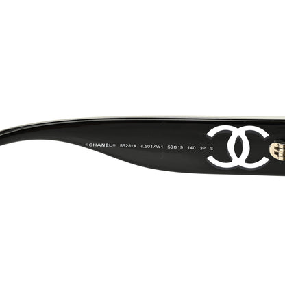 Chanel Acetate Nyon Oval CC Sunglasses 5528-A Black 6 of 7