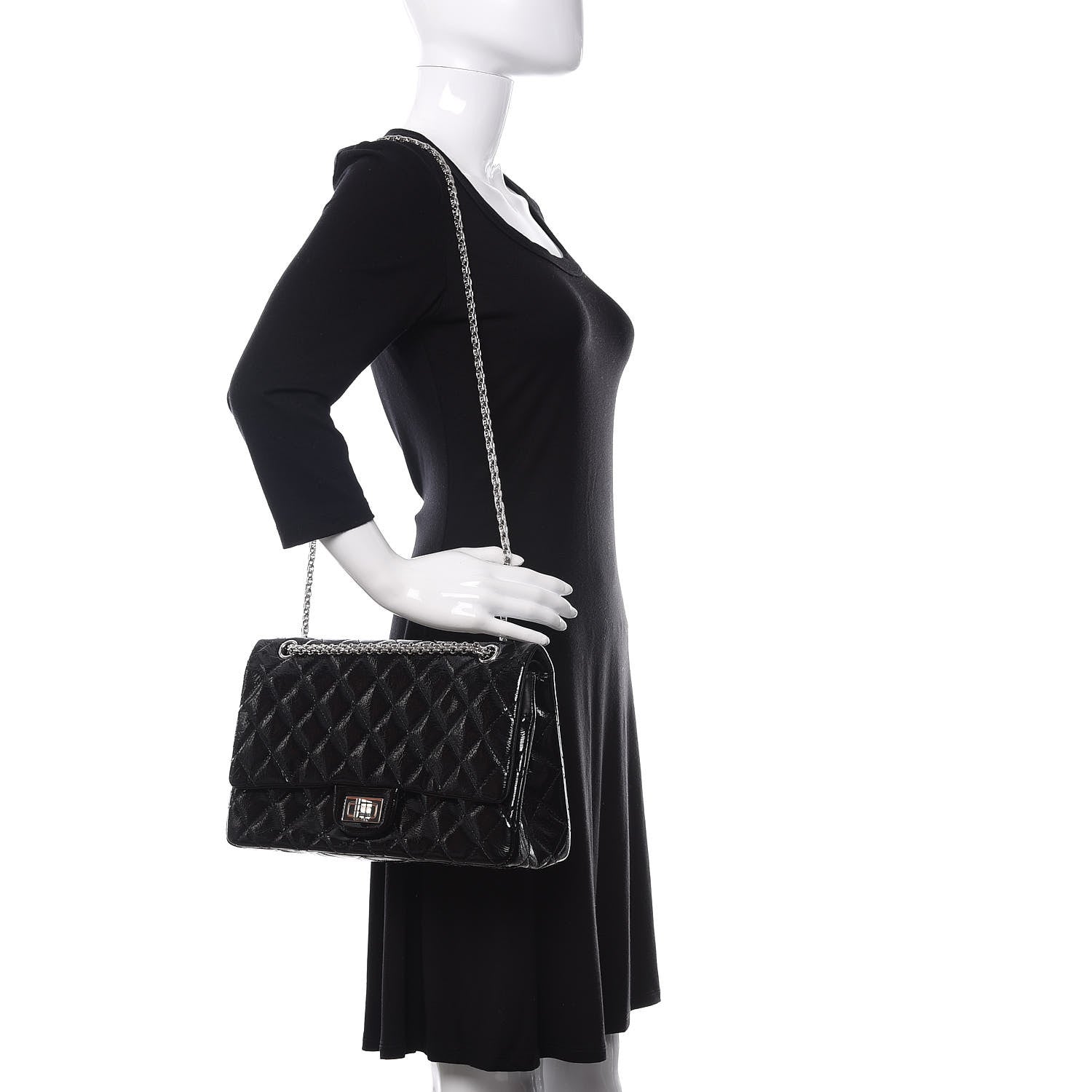 Chanel Distressed Patent Quilted 2.55 Reissue 227 Flap Black 2 of 10