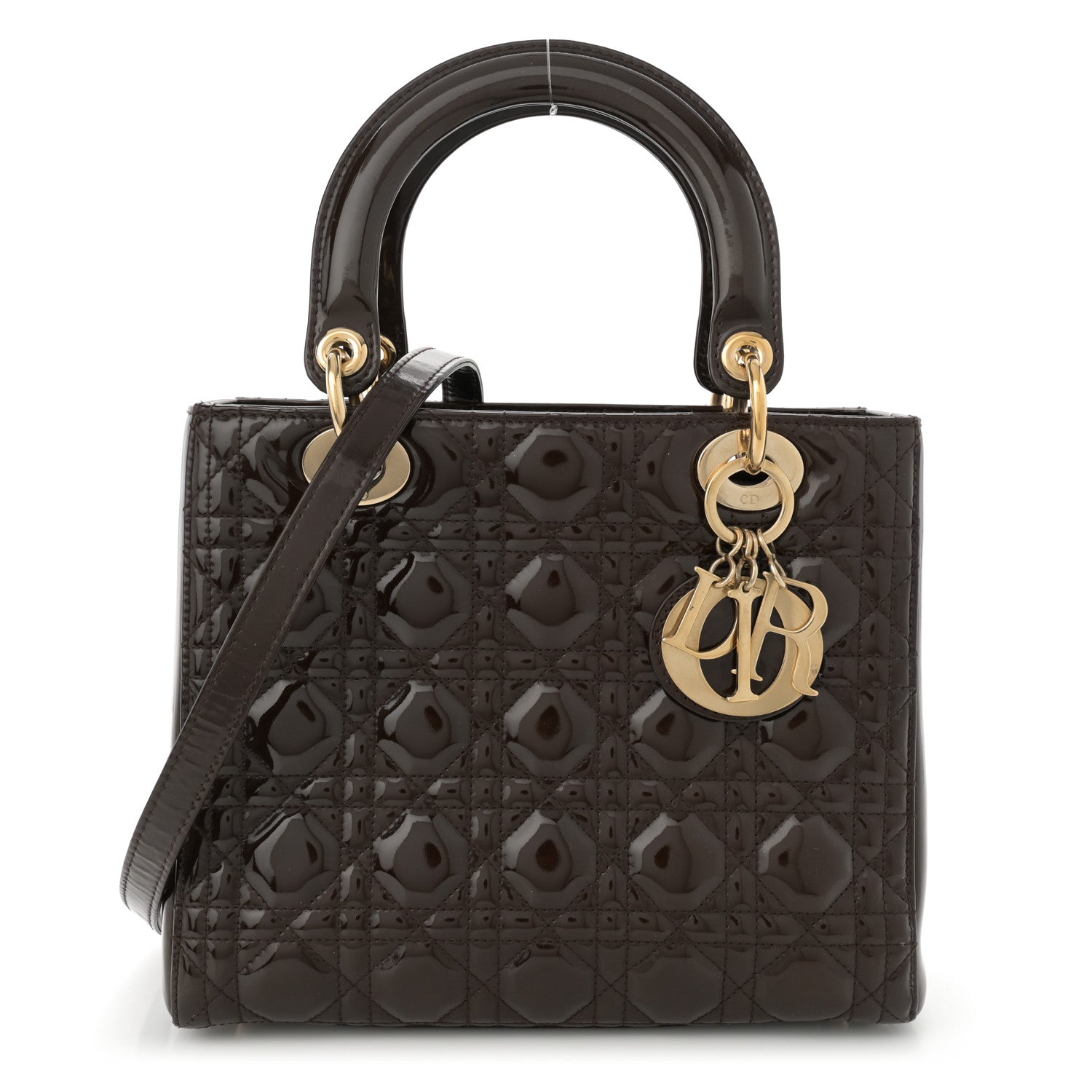 Christian Dior Patent Cannage Medium Lady Dior Dark Brown 1 of 11