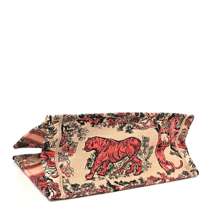 Christian Dior Canvas Toile De Jouy Embroidered Medium Book Tote Rose Multicolor 4 of 10