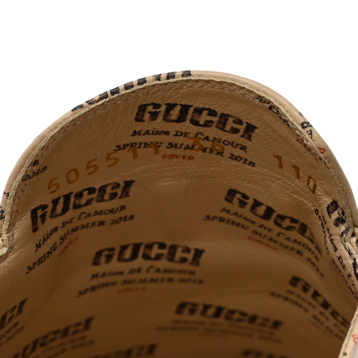 Gucci Calfskin Stamp Print Womens Princetown Slippers 36 Soy Black 7 of 9