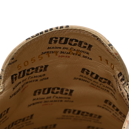 Gucci Calfskin Stamp Print Womens Princetown Slippers 36 Soy Black 7 of 9