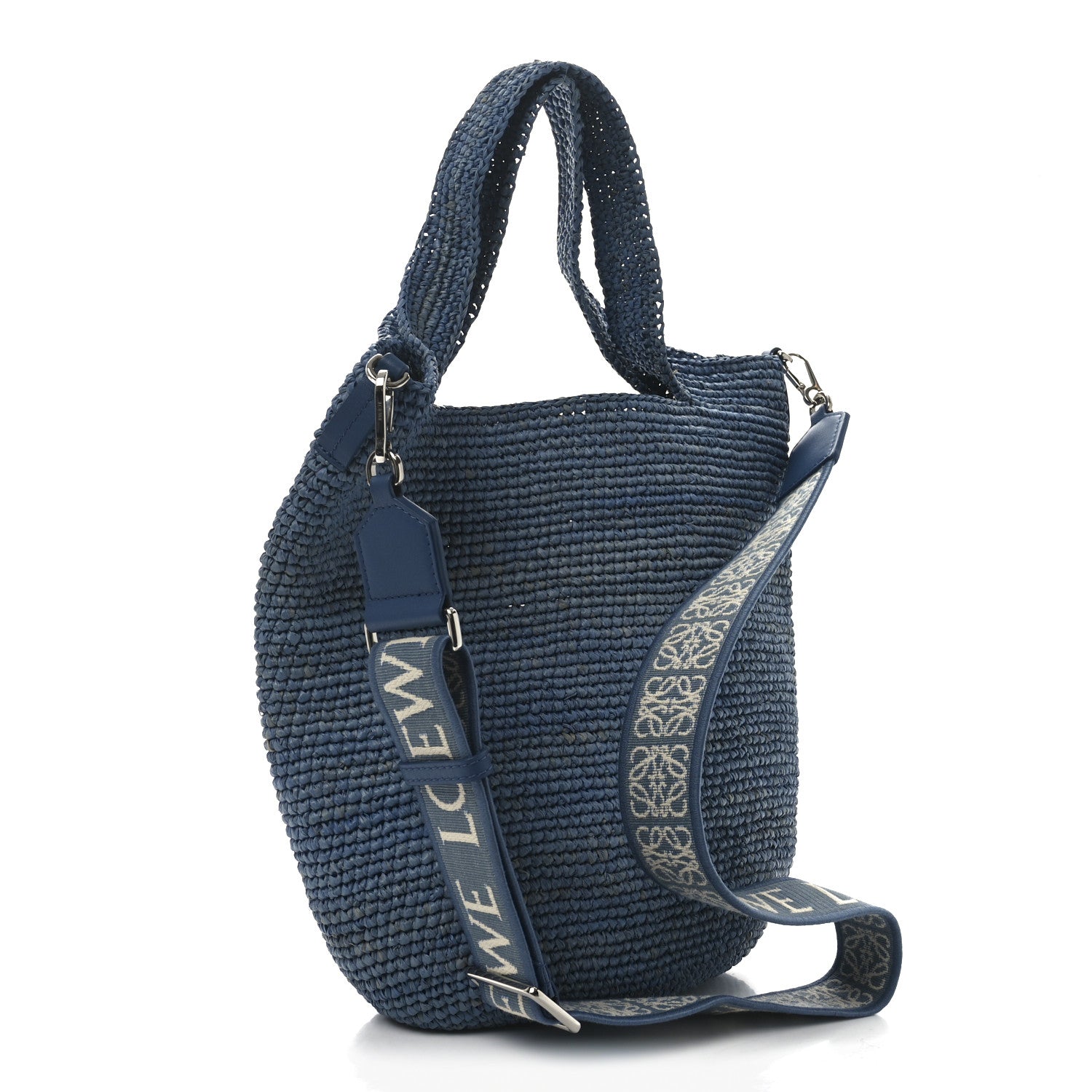 Loewe Raffia Mini Slit Tote Bag Blue 3 of 11