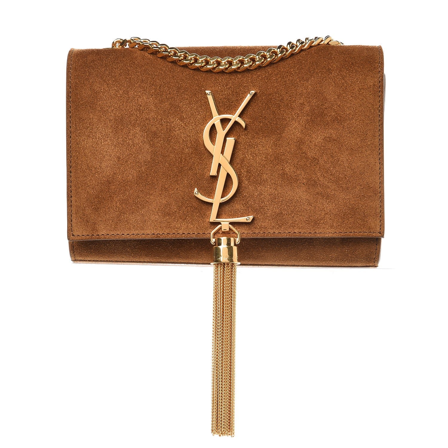 Saint Laurent Suede Small Classic Monogram Kate Tassel Satchel Light Ochre 1 of 6