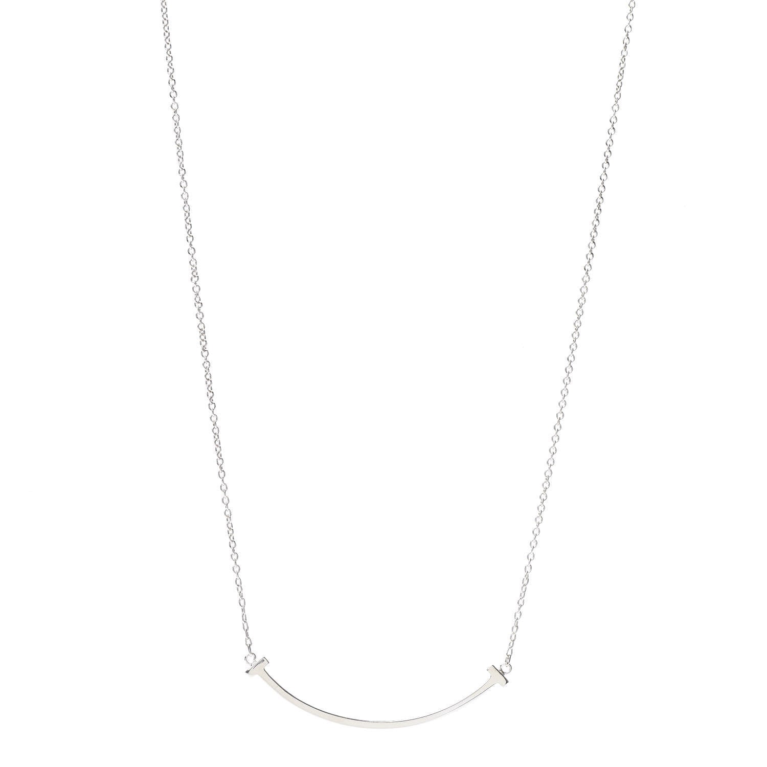 Tiffany Sterling Silver Small T Smile Pendant Necklace 1 of 5