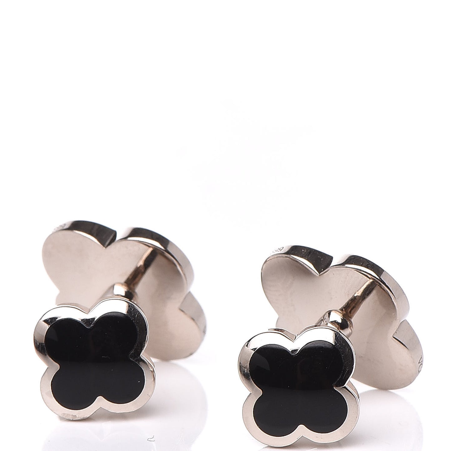 18K White Gold Black Onyx Alhambra Cufflinks