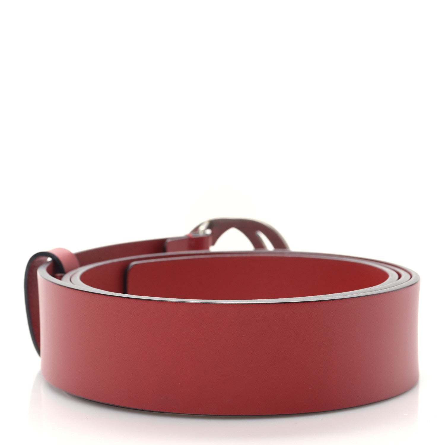 Gucci Selleria Calfskin Nickel Interlocking G 37mm Belt 110 44 Rosso 2 of 4