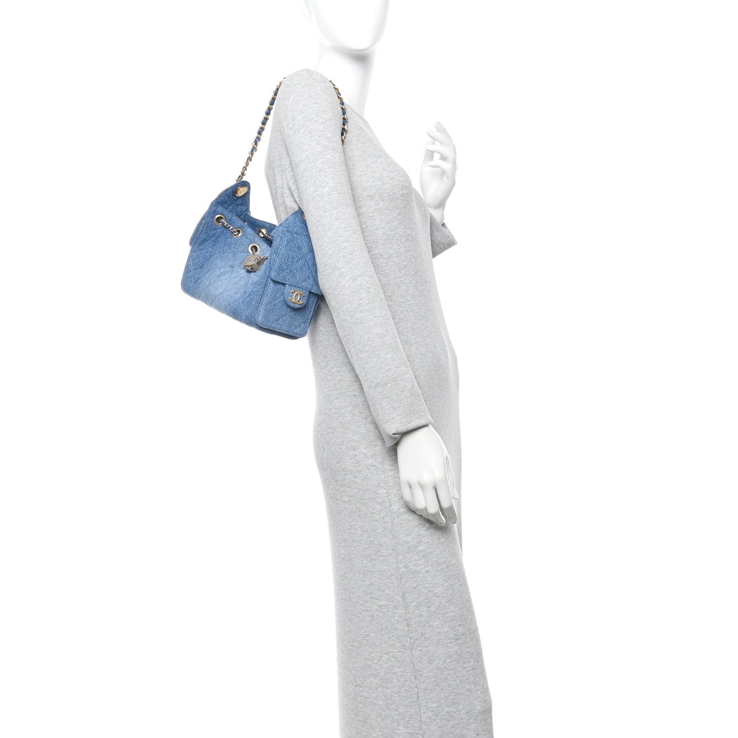 Chanel Washed Denim Quilted Mini Chanel 25 Handbag Blue 2 of 12