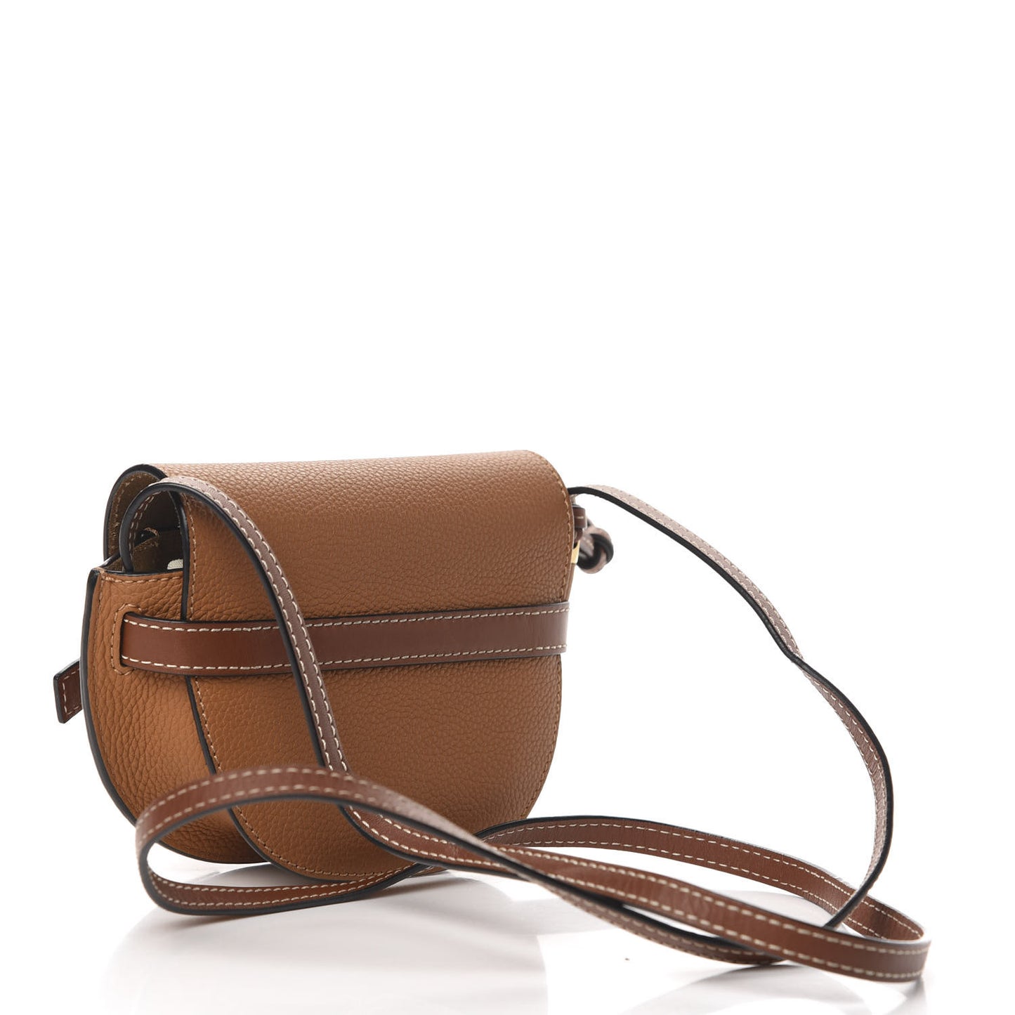 Grained Calfskin Mini Gate Crossbody Bag Caramel Pecan