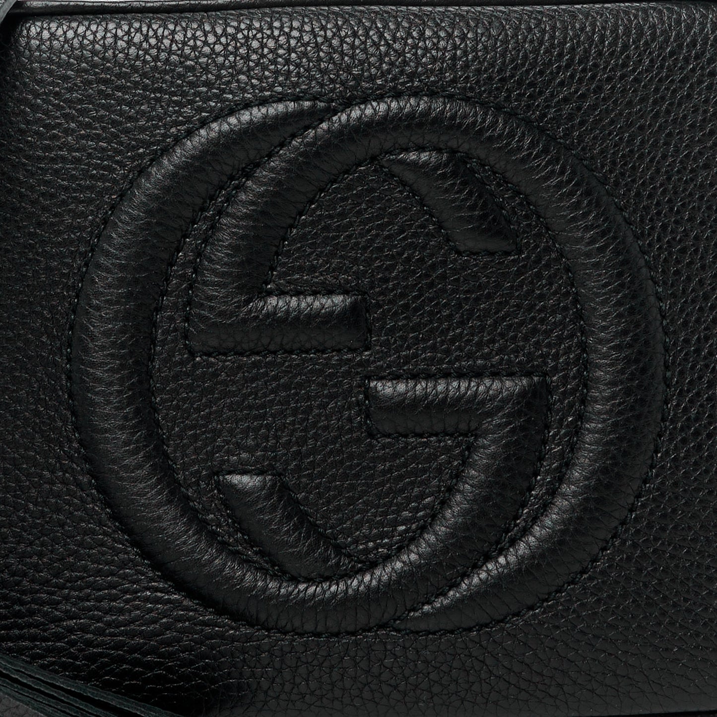Pebbled Calfskin Small Soho Disco Bag Black