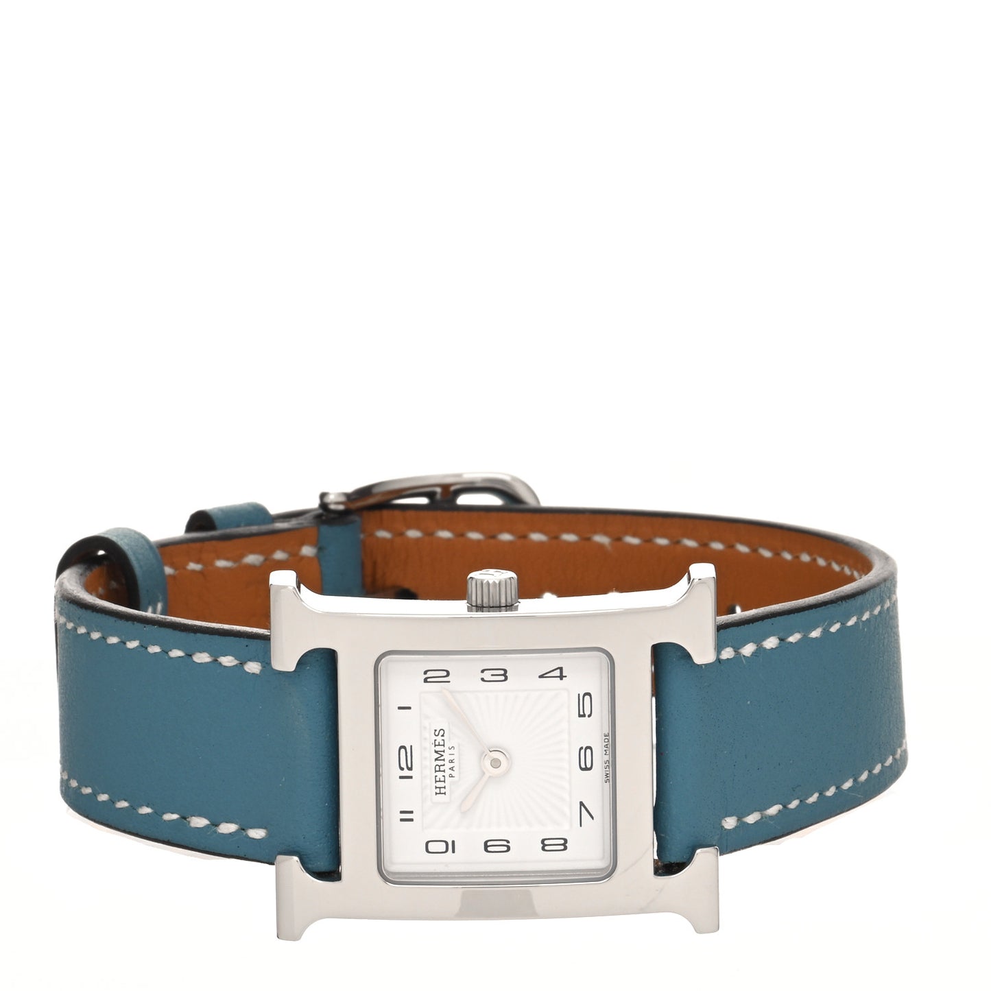 Stainless Steel Swift 21mm Heure H Hour Quartz Watch Blue Jean