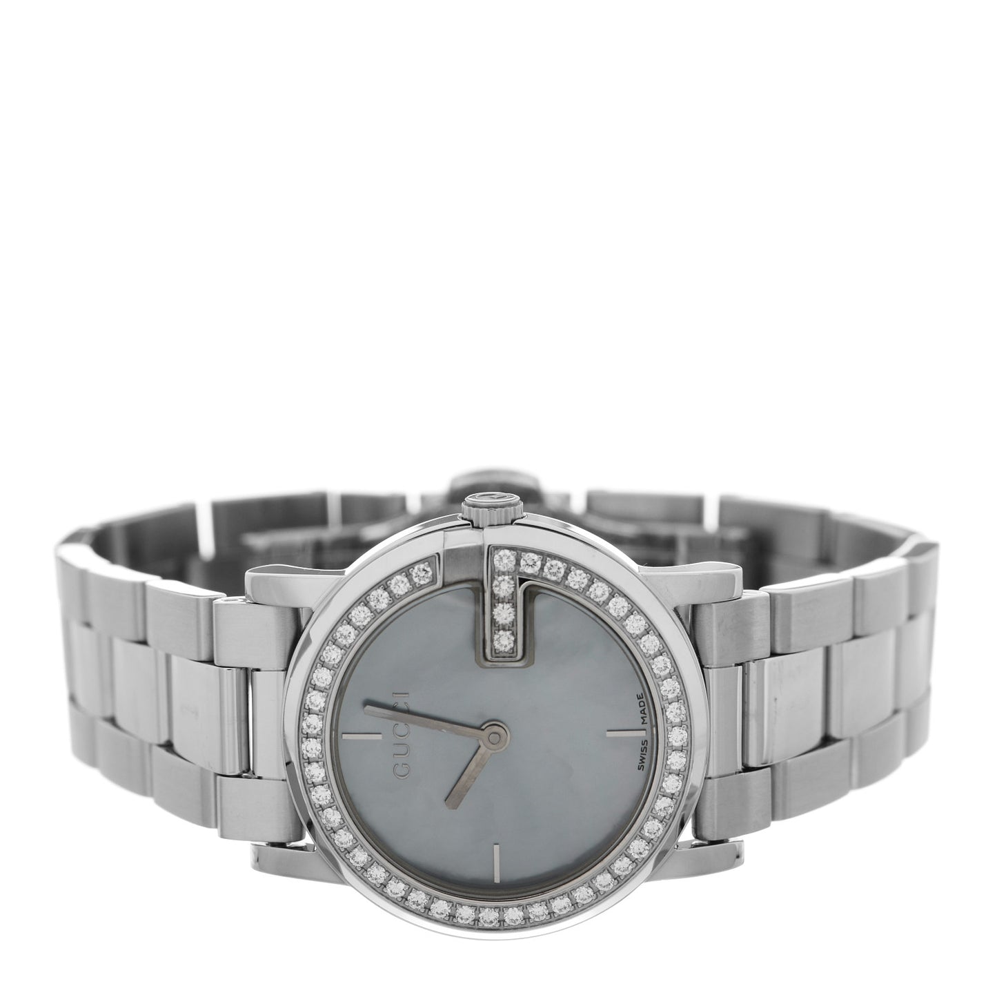 Stainless Steel Diamond Bezel Mother of Pearl 27mm 101L Quartz Watch