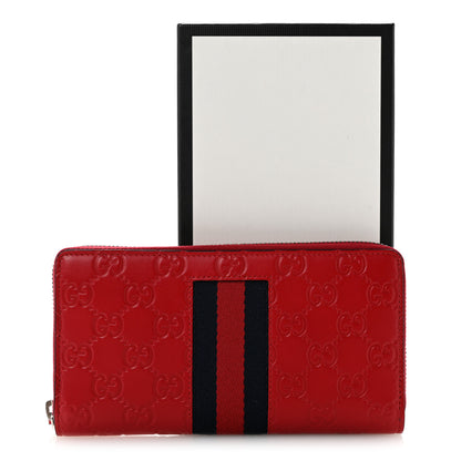 Gucci Guccissima Web Zip Around Wallet Red 8 of 8