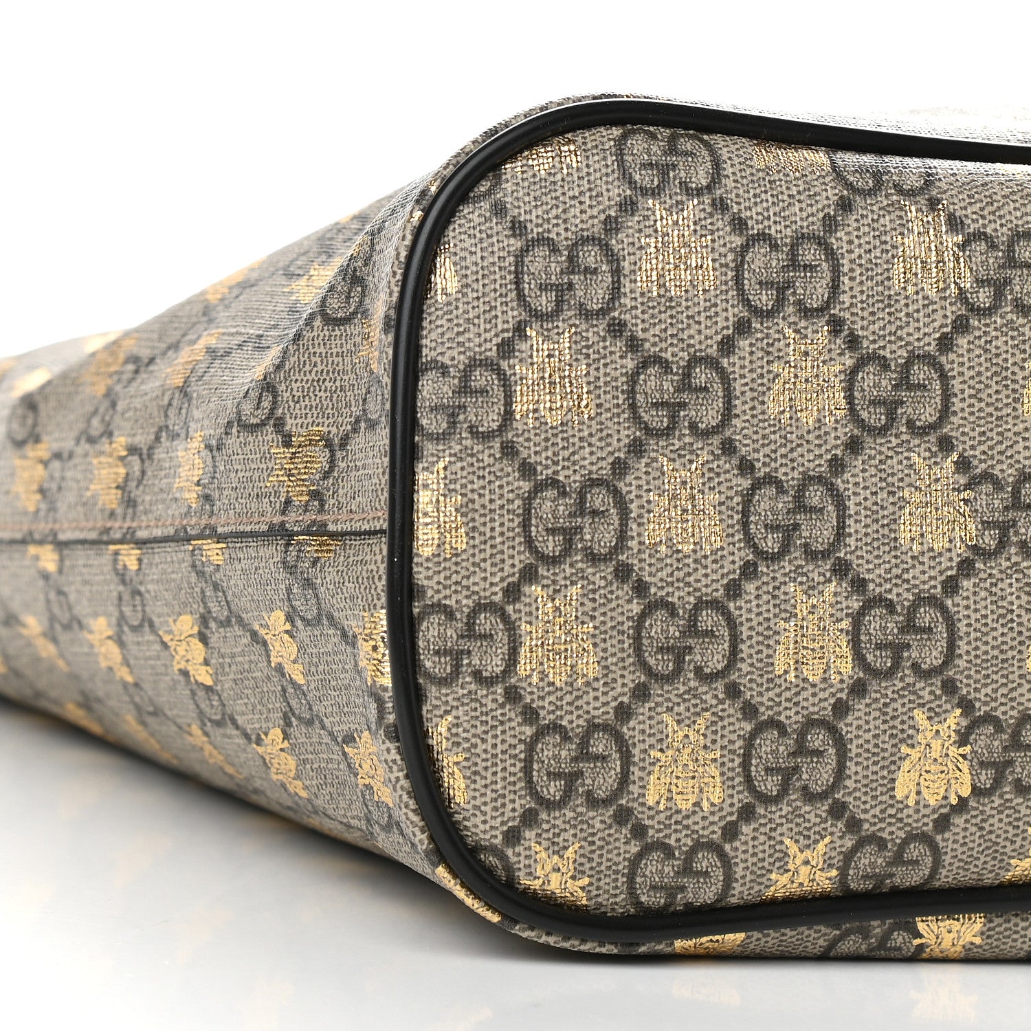 Gucci Soft GG Supreme Monogram Bees Small Crossbody Tote Beige Oro Black 8 of 9