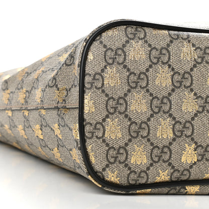 Gucci Soft GG Supreme Monogram Bees Small Crossbody Tote Beige Oro Black 8 of 9
