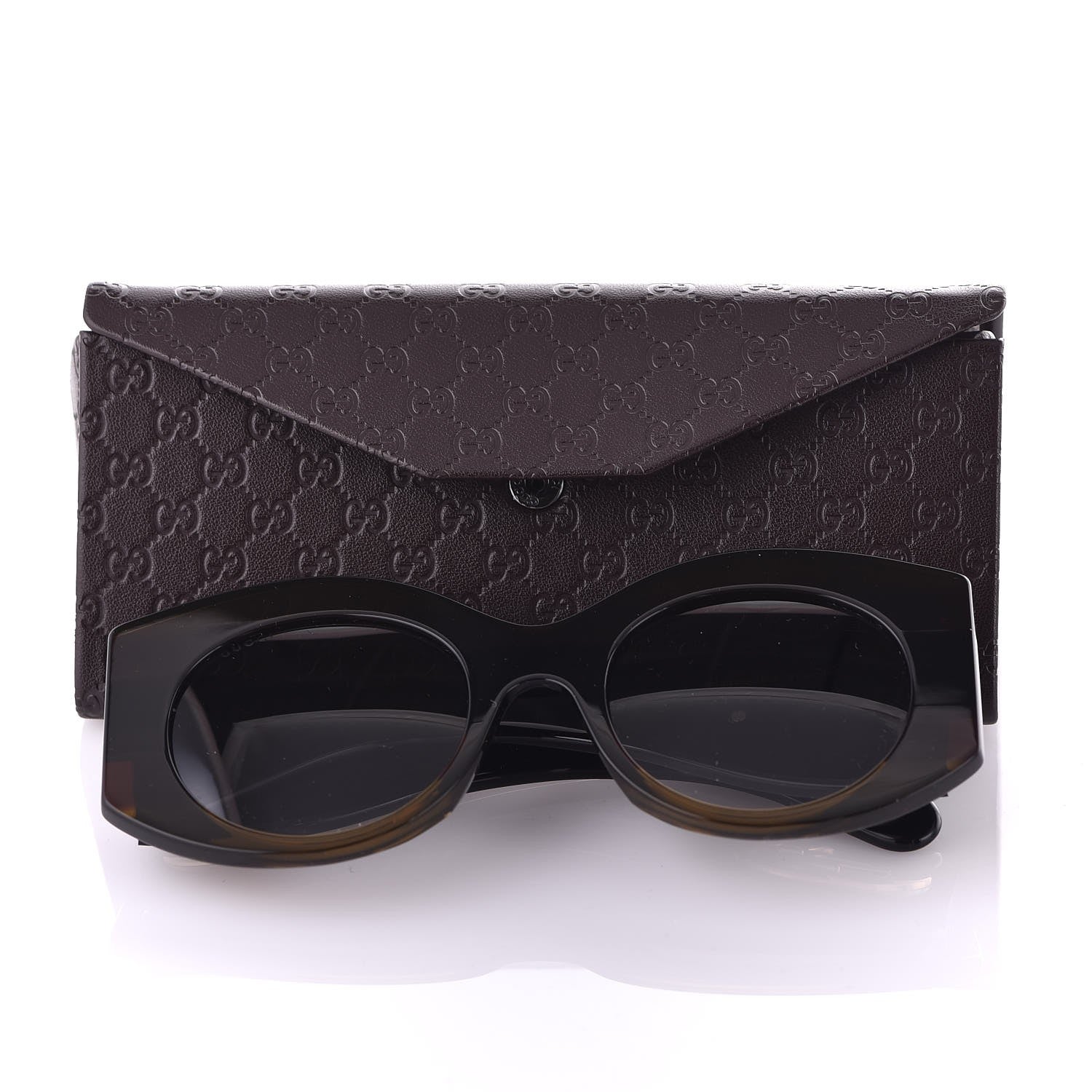 Gucci Acetate Round Frame Sunglasses GG 0177S Brown 8 of 8