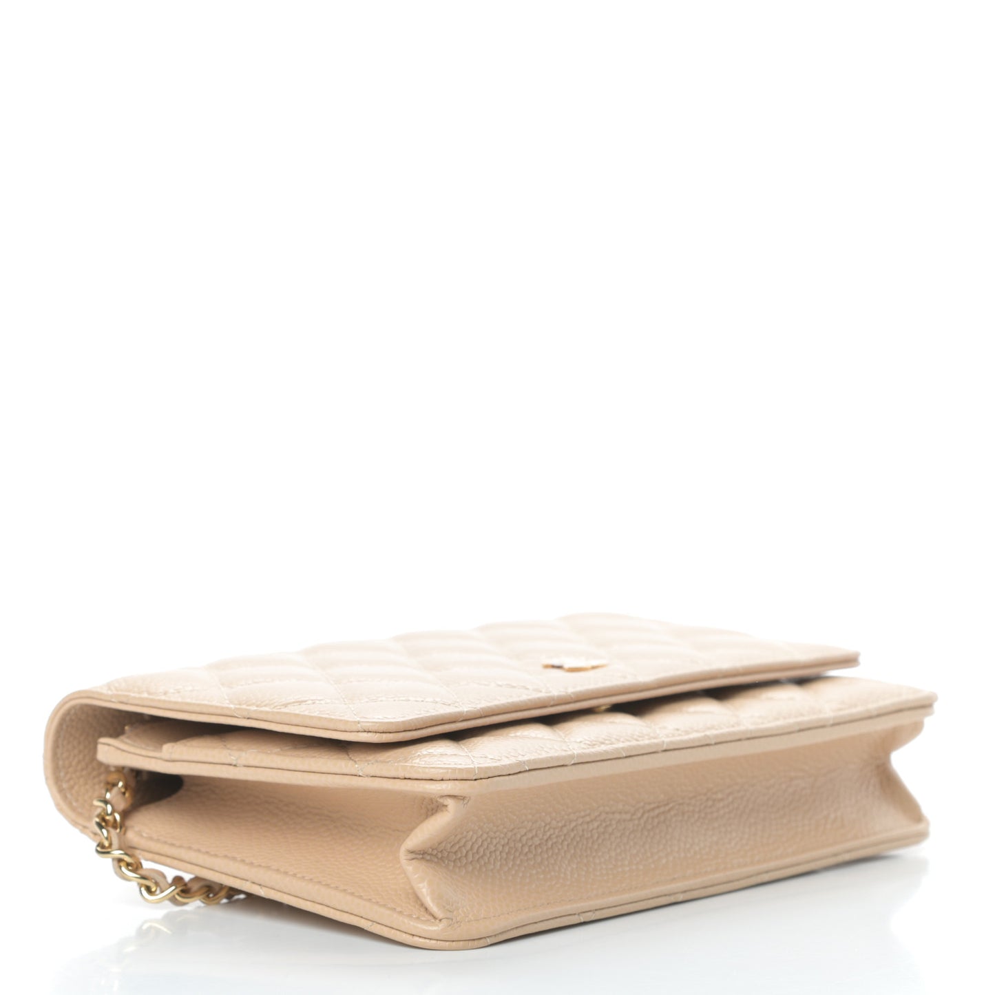 Caviar Quilted Wallet On Chain WOC Beige