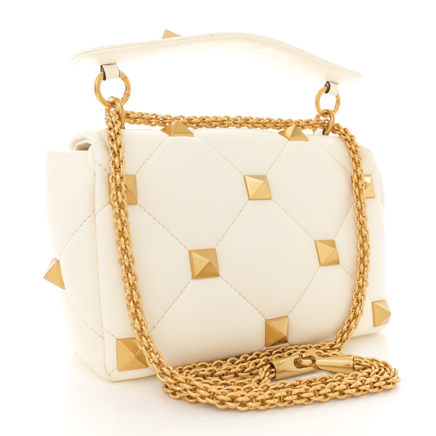 Nappa Medium Roman Stud Shoulder Bag Ivory