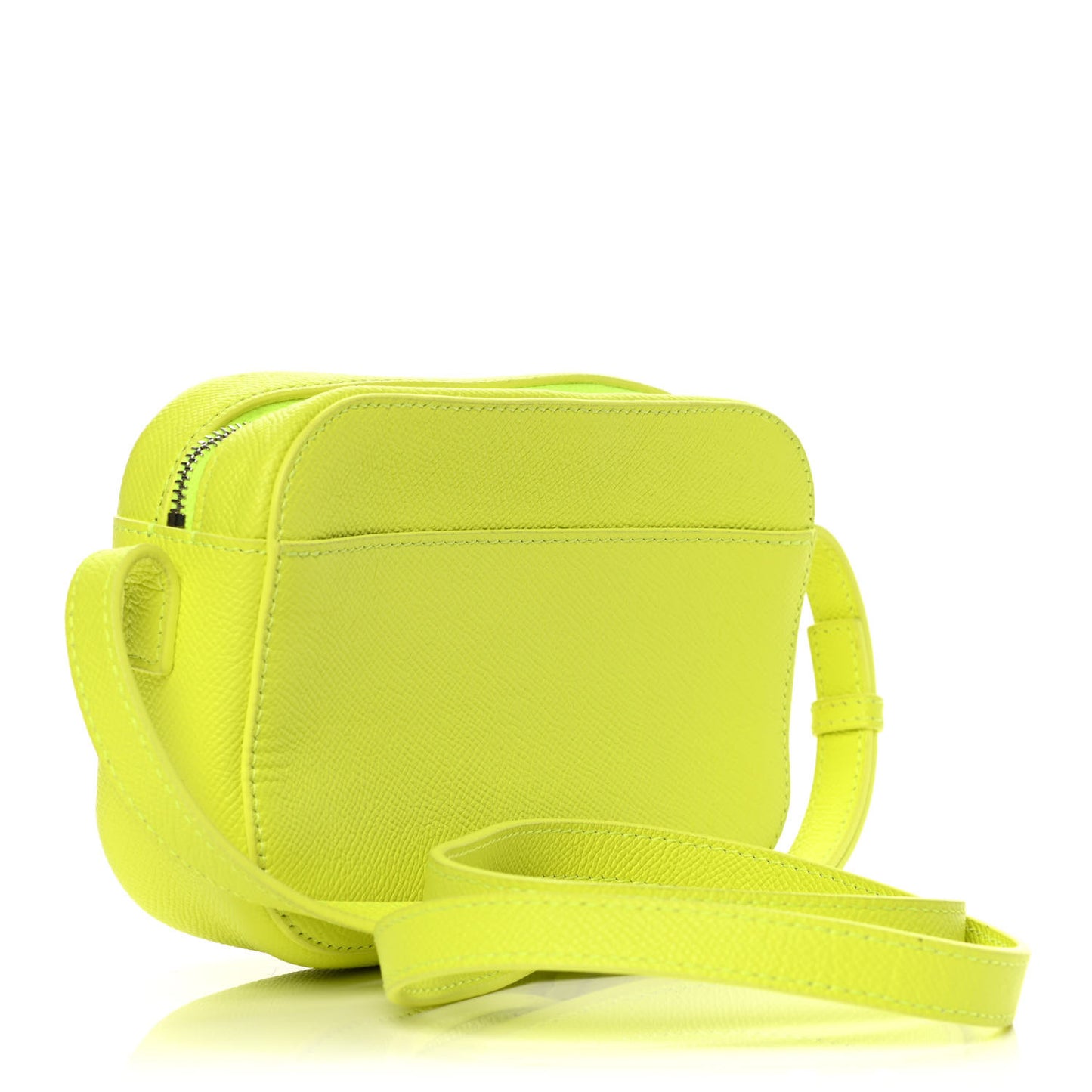 Signature Grained Calfskin Logo XS Ville Camera Bag Acid Green Black