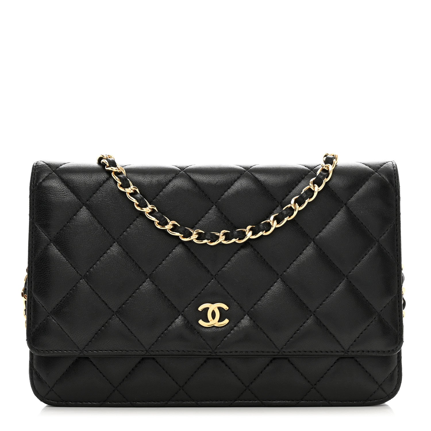 Chanel Lambskin Quilted Wallet On Chain WOC Black 1 of 13