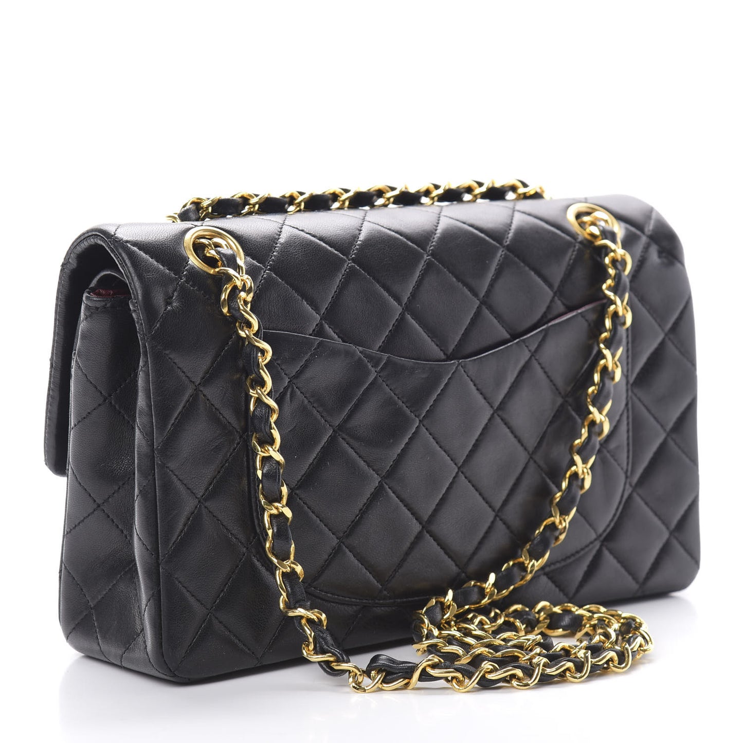 Lambskin Quilted Small Double Flap Black
