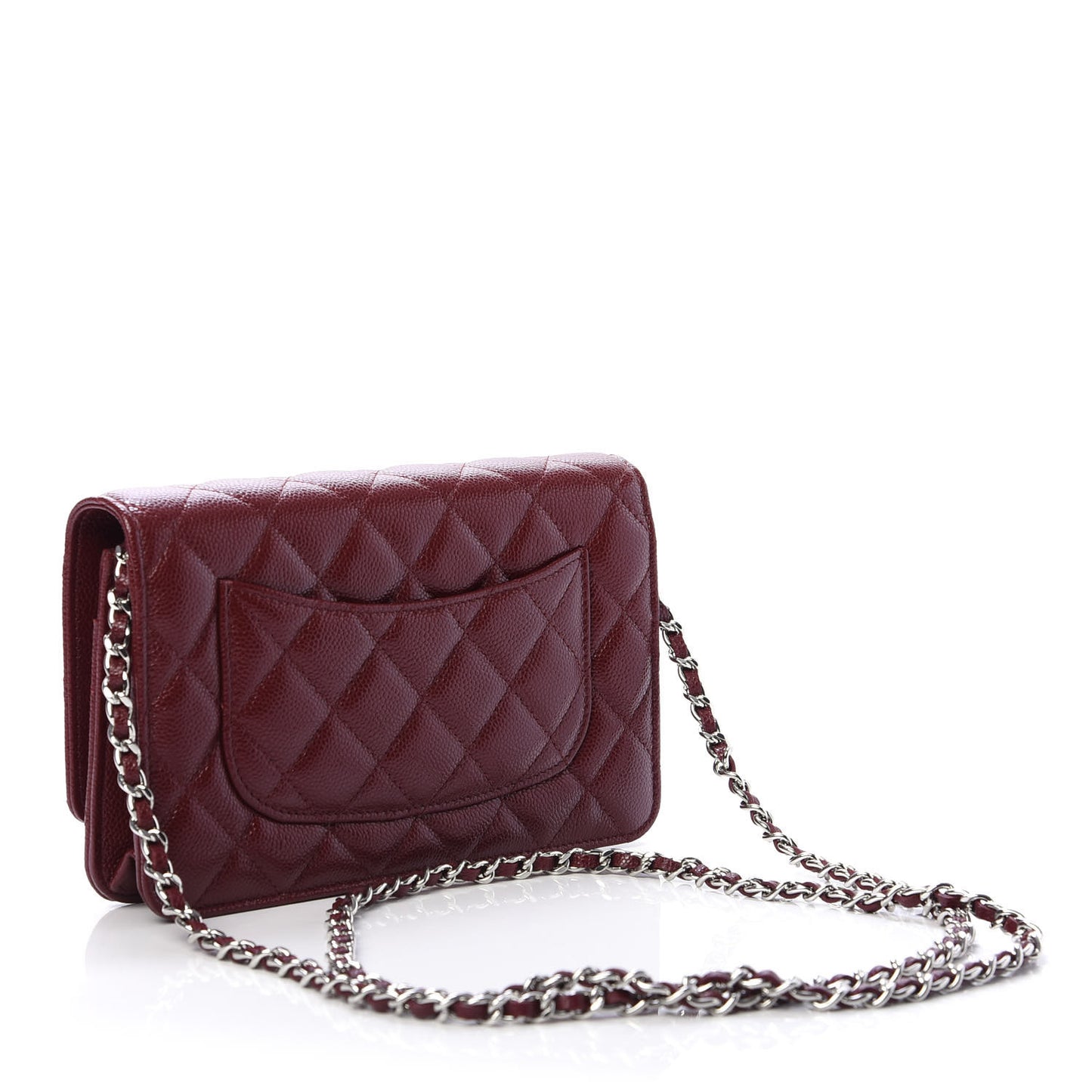 Caviar Quilted Wallet On Chain WOC Dark Red