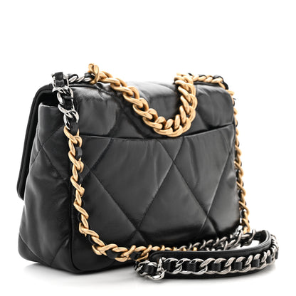 Chanel Shiny Goatskin Quilted Medium Chanel 19 Flap Black 2 of 10