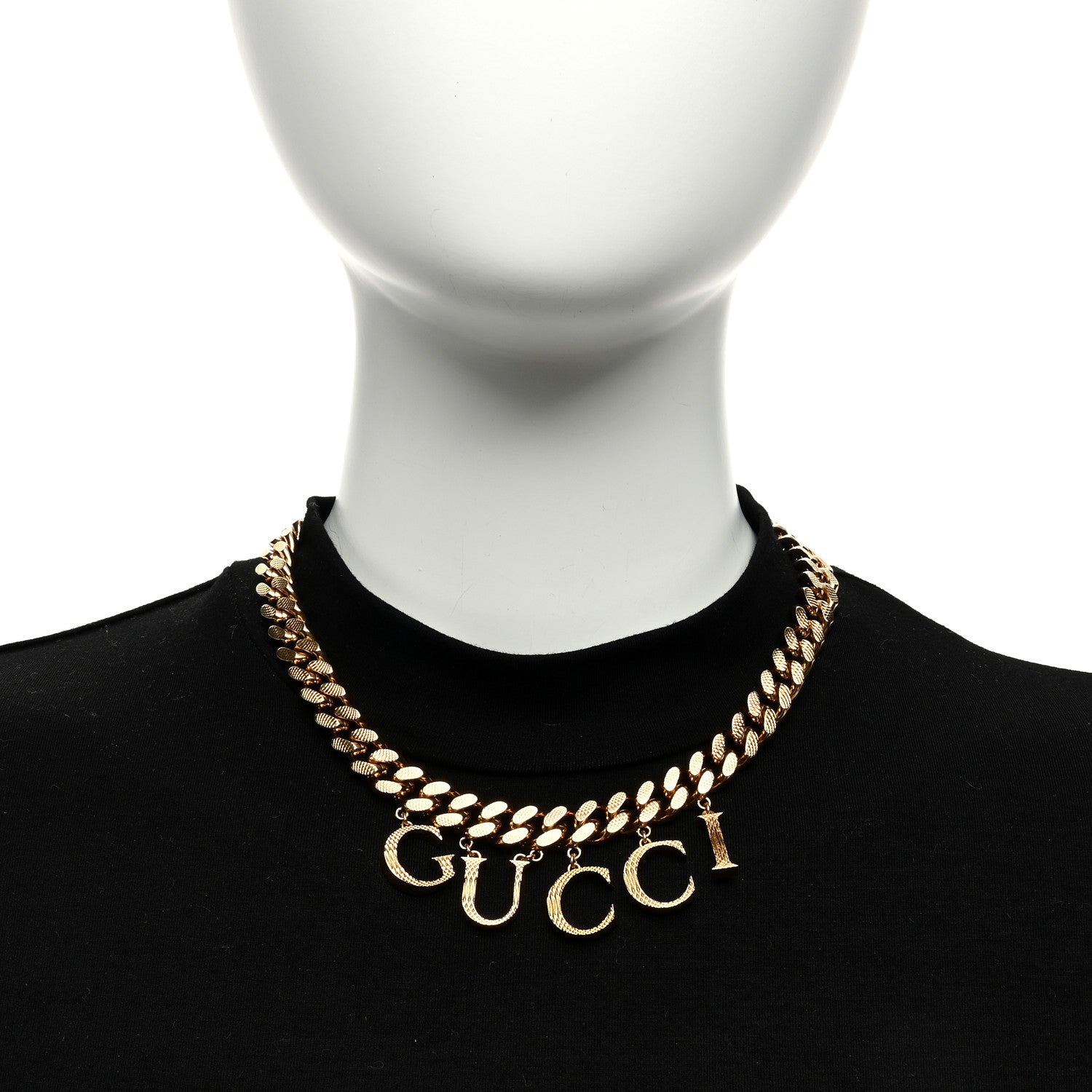 Gucci Script Choker Necklace Gold 2 of 4