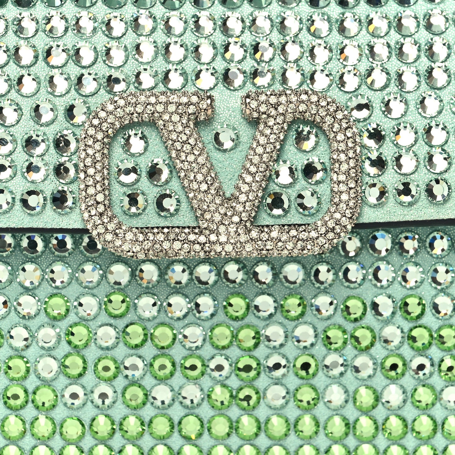 Rhinestones Gradient Micro Vsling Top Handle Bag Aquamarine